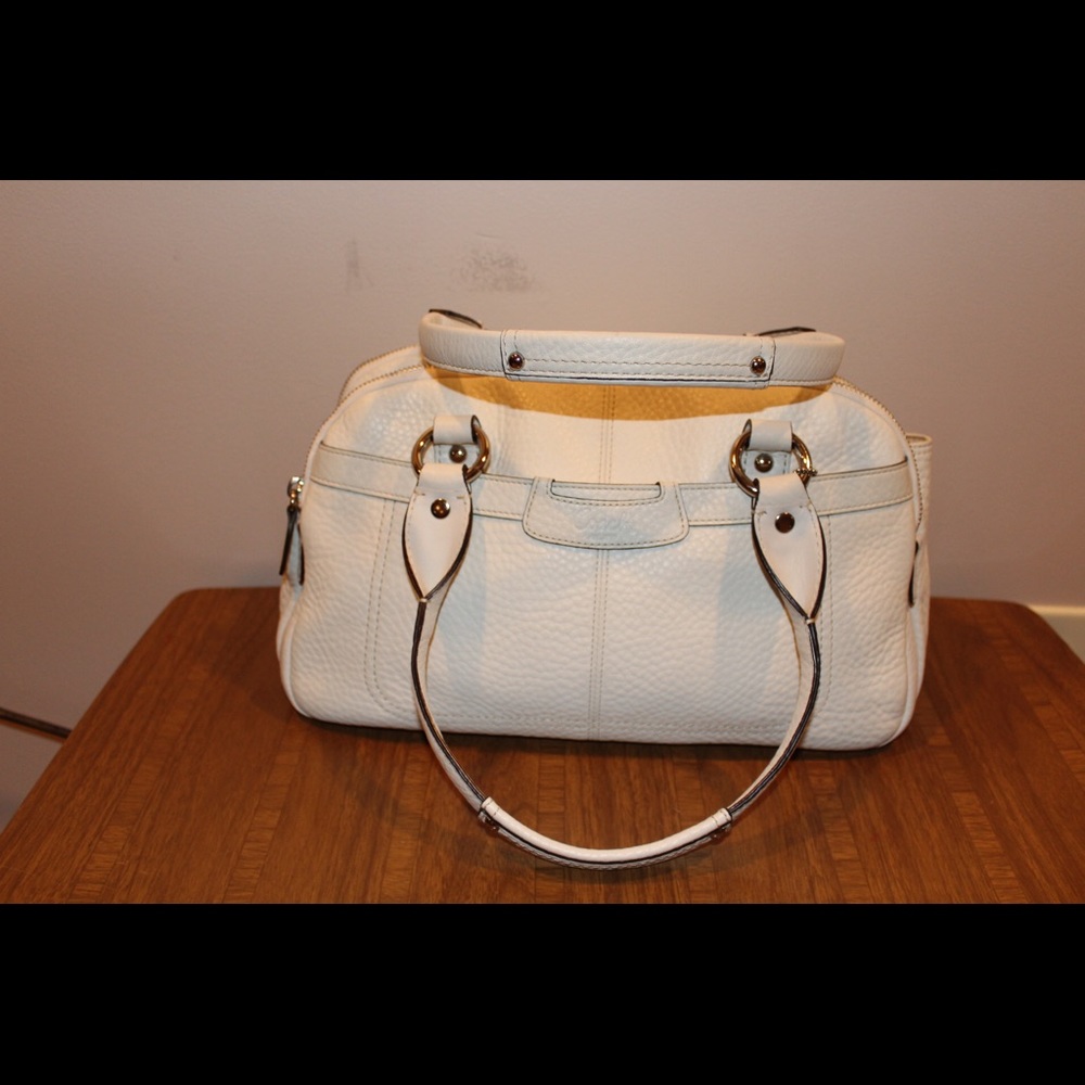 Coach white leather handbag